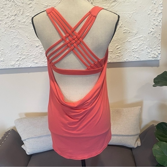 Lululemon Women's Wild Tank Top Strappy Coral Stripes size 6 Yoga Workout - Picture 6 of 9